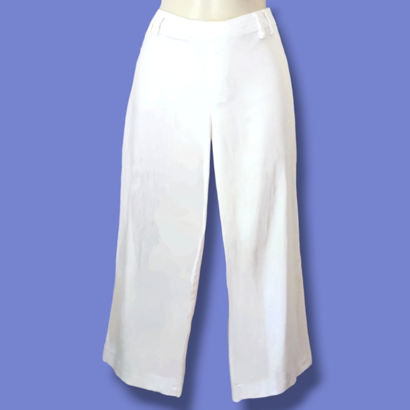 💗 Lightweight & Soft! Strait,Wide Leg Capri Pants in White - Picture 4 of 11